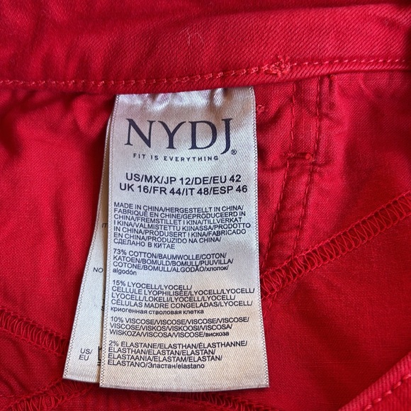 NYDJ Red High-Rise Ankle Jeans 12 Rivet Slit - Picture 7 of 7